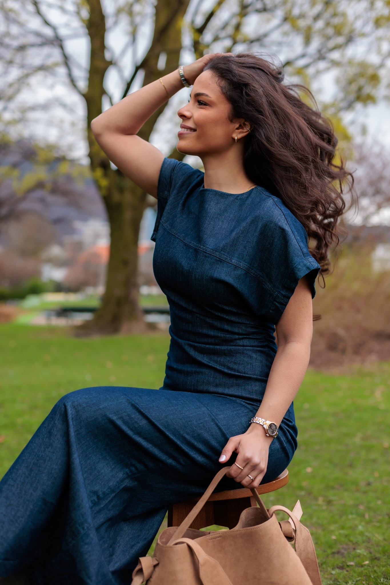 Asta Midi Kjole - Blå/ Dark Blue Denim
